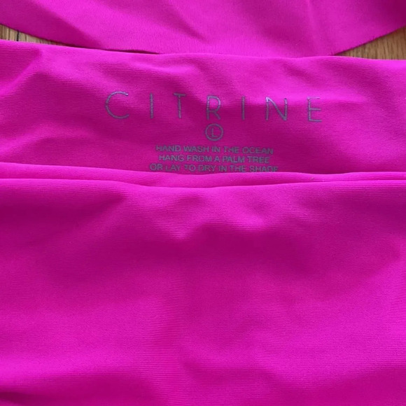 Anthropologie Citrine Swim L hot pink bikini, details, ruffled front Not worn - Picture 2 of 5